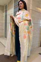 Dyeable Banarasi Handloom Pure Tussar Silk Meenakari Dupatta - Luxurion World- Crafted Heirlooms