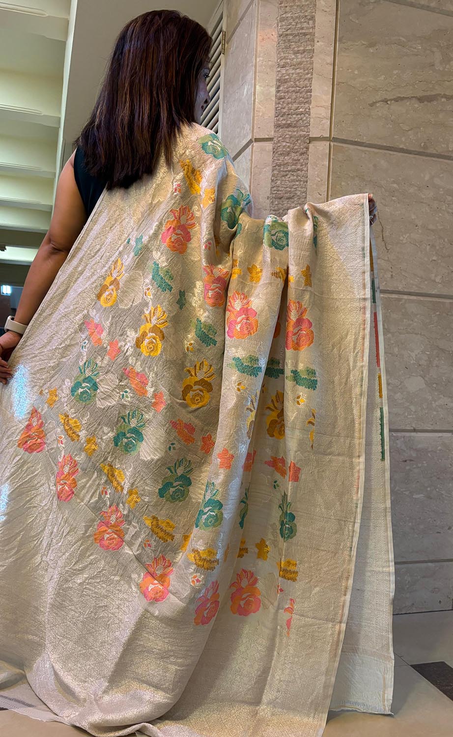 Dyeable Banarasi Handloom Pure Tussar Silk Meenakari Dupatta - Luxurion World- Crafted Heirlooms