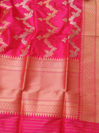 Pink Banarasi Handloom Pure Katan Silk Kadwa Dupatta - Luxurion World