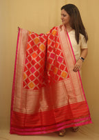 Red Banarasi Handloom Pure Katan Silk Kadwa Dupatta - Luxurion World