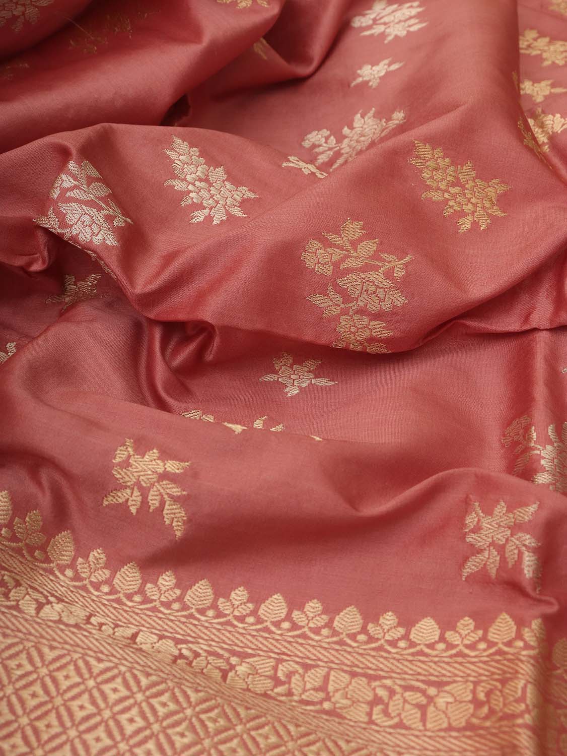 Pink Banarasi Handloom Pure Katan Silk Kadwa Dupatta - Luxurion World