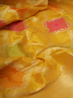 Yellow Banarasi Handloom Pure Katan Silk Kadwa Dupatta - Luxurion World