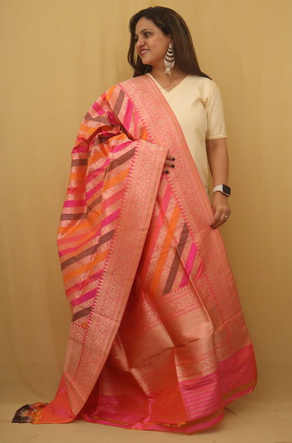 Multicolor Banarasi Handloom Pure Katan Silk Kadwa Dupatta - Luxurion World