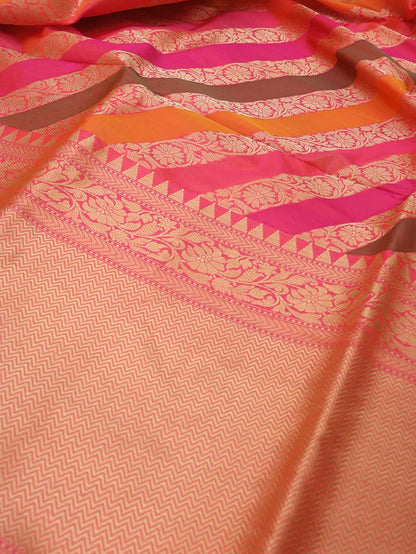 Multicolor Banarasi Handloom Pure Katan Silk Kadwa Dupatta - Luxurion World