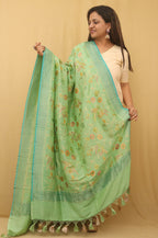 Green Banarasi Handloom Pure Moonga Silk Dupatta - Luxurion World