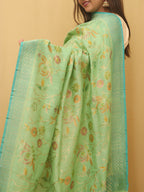 Green Banarasi Handloom Pure Moonga Silk Dupatta - Luxurion World