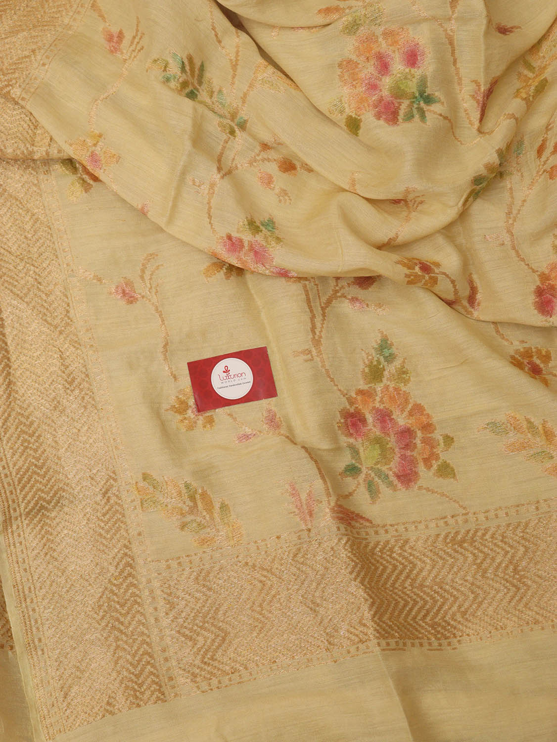 Pastel Banarasi Handloom Pure Moonga Silk Dupatta - Luxurion World