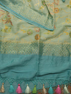 Blue Banarasi Handloom Pure Moonga Silk Dupatta - Luxurion World