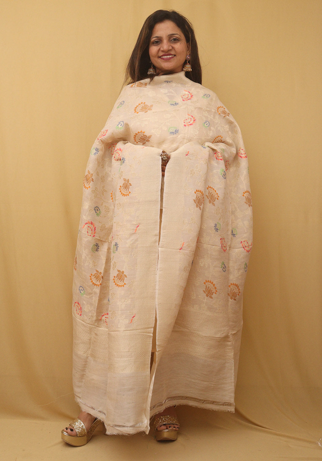Dyeable Banarasi Handloom Pure Tussar Georgette Dupatta - Luxurion World