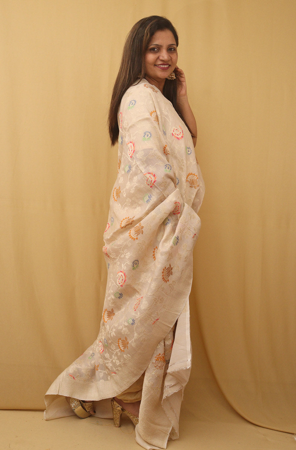 Dyeable Banarasi Handloom Pure Tussar Georgette Dupatta - Luxurion World