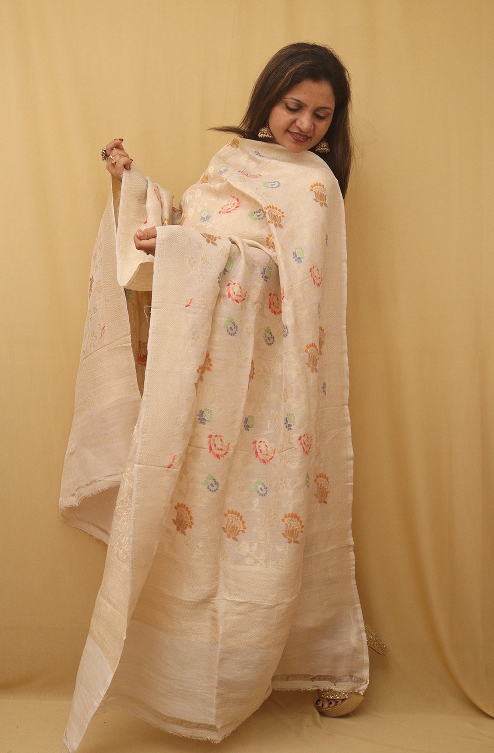 Dyeable Banarasi Handloom Pure Tussar Georgette Dupatta - Luxurion World