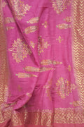 Pink Banarasi Pure Moonga Silk Brush Dyed Dupatta - Luxurion World