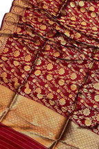 Elegant Maroon Banarasi Silk Jaal Dupatta - Luxurion World