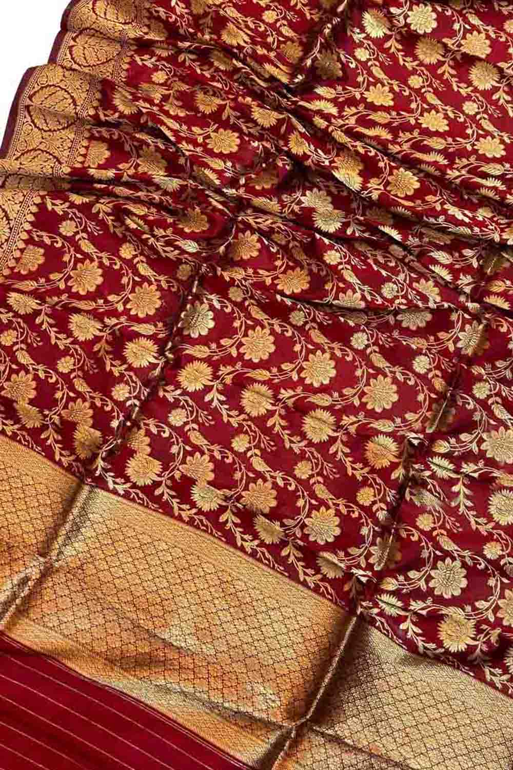 Elegant Maroon Banarasi Silk Jaal Dupatta - Luxurion World
