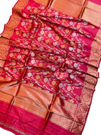 Exquisite Pink Banarasi Silk Jaal Dupatta - Luxurion World