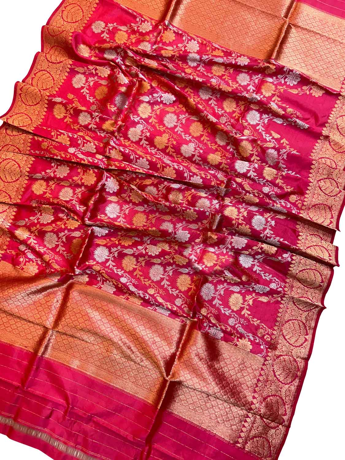 Exquisite Pink Banarasi Silk Jaal Dupatta - Luxurion World