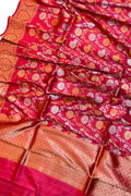Exquisite Pink Banarasi Silk Jaal Dupatta - Luxurion World