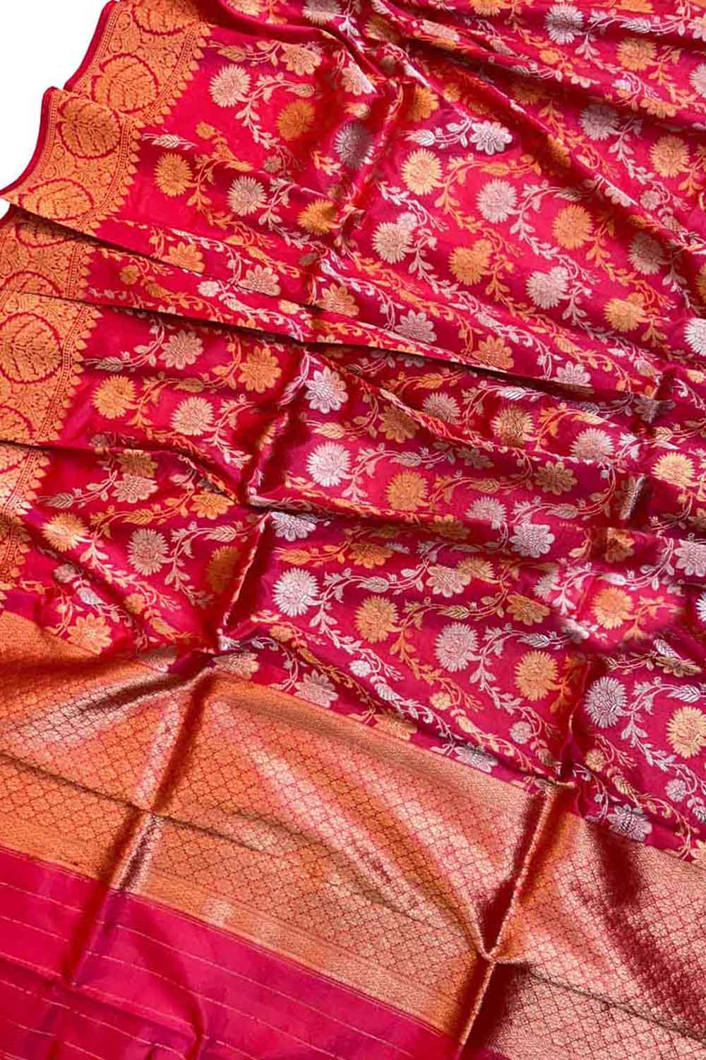 Exquisite Pink Banarasi Silk Jaal Dupatta - Luxurion World