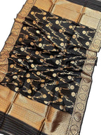 Exquisite Black Banarasi Silk Jaal Dupatta - Luxurion World