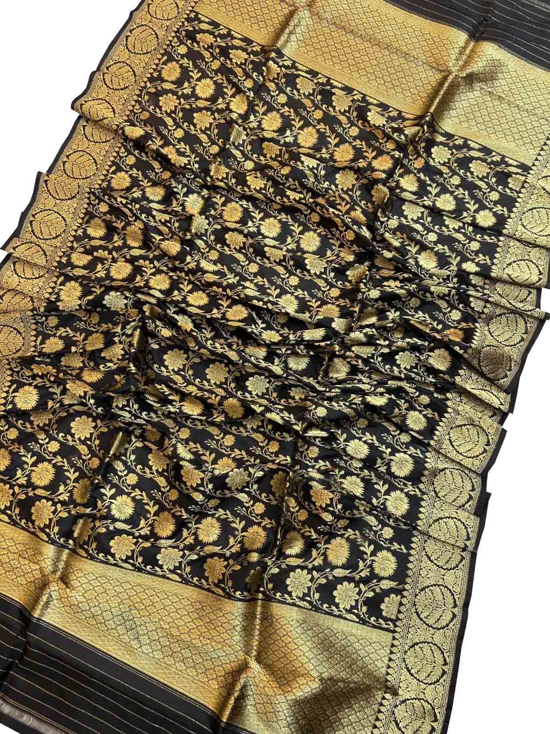 Exquisite Black Banarasi Silk Jaal Dupatta - Luxurion World
