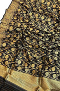Exquisite Black Banarasi Silk Jaal Dupatta - Luxurion World