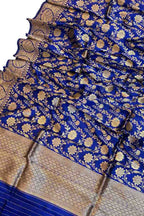 Blue Banarasi Katan Silk Jaal Dupatta - Luxurion World