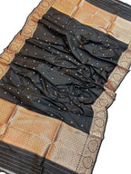 Elegant Black Banarasi Silk Dupatta with Intricate Boota - Luxurion World