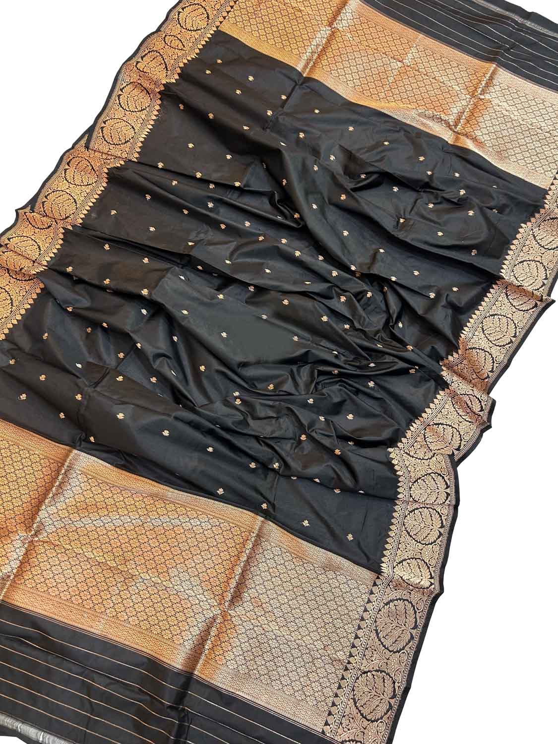 Elegant Black Banarasi Silk Dupatta with Intricate Boota - Luxurion World