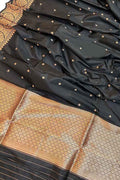 Elegant Black Banarasi Silk Dupatta with Intricate Boota - Luxurion World
