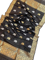 Exquisite Black Banarasi Silk Dupatta with Kadwa Boota - Luxurion World