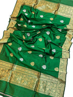 Green Banarasi Silk Dupatta with Kadwa Boota Design - Luxurion World