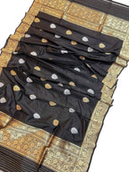 Elegant Black Banarasi Silk Dupatta with Kadwa Boota - Luxurion World