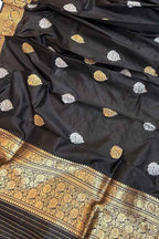 Elegant Black Banarasi Silk Dupatta with Kadwa Boota - Luxurion World