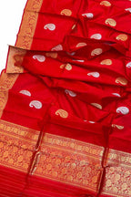 Red Banarasi Silk Dupatta with Kadwa Boota Design - Luxurion World