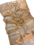 Exquisite Golden Handloom Banarasi Tissue Silk Dupatta - Luxurion World