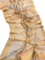 Exquisite Golden Handloom Banarasi Tissue Silk Dupatta - Luxurion World