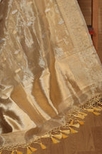 Exquisite Golden Handloom Banarasi Tissue Silk Dupatta - Luxurion World