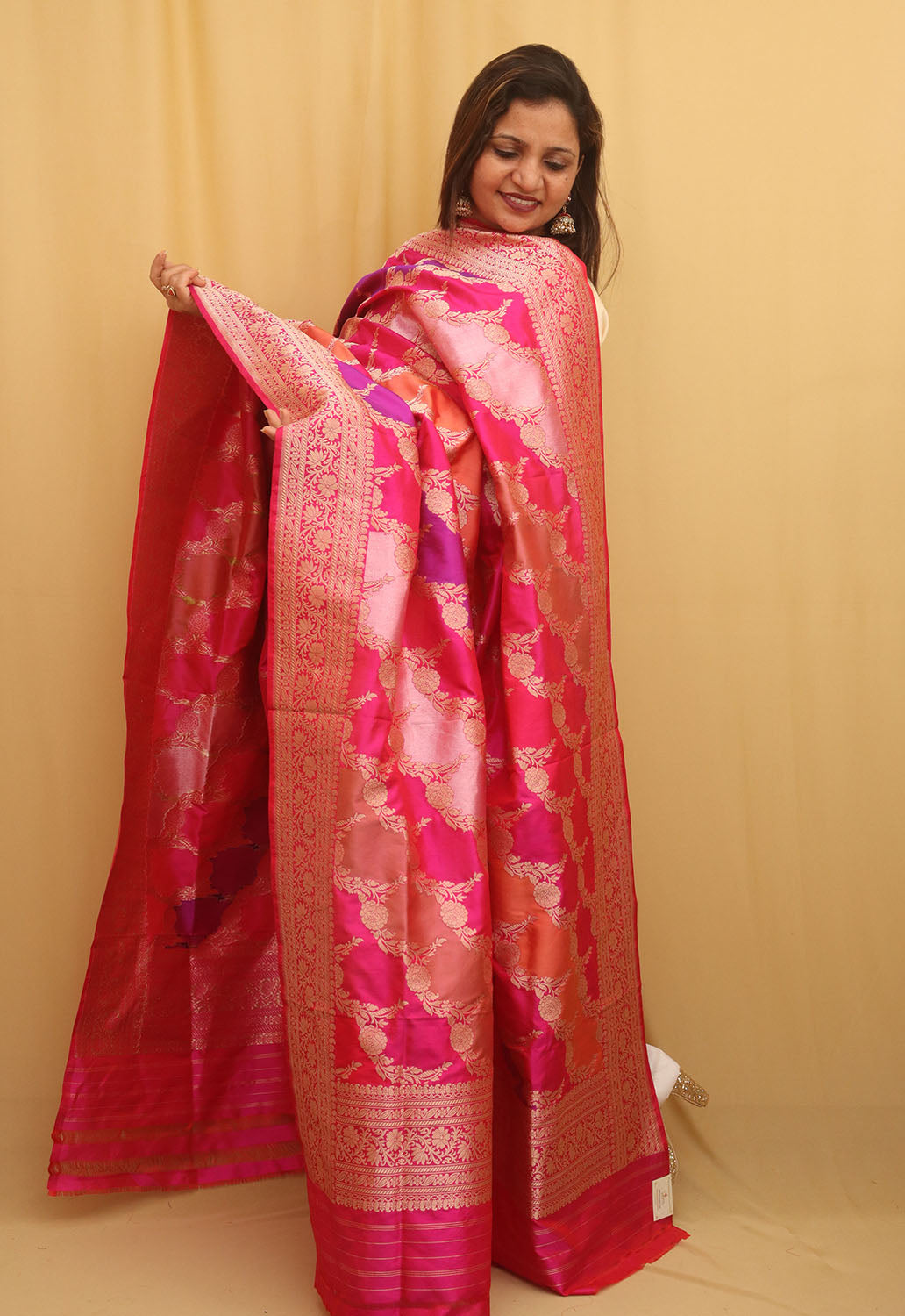 Multicolor Banarasi Handloom Pure Katan Silk Rangkat Dupatta - Luxurion World