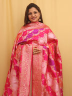 Multicolor Banarasi Handloom Pure Katan Silk Rangkat Dupatta - Luxurion World