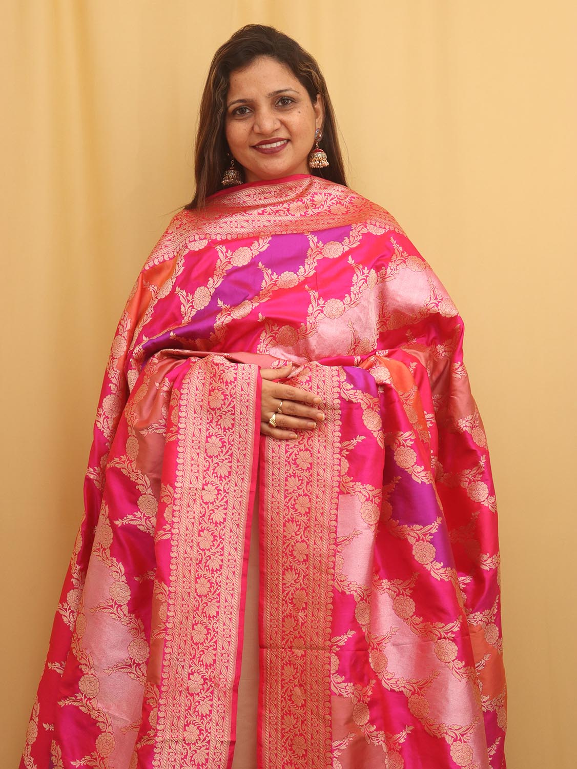 Multicolor Banarasi Handloom Pure Katan Silk Rangkat Dupatta - Luxurion World