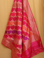 Multicolor Banarasi Handloom Pure Katan Silk Rangkat Dupatta - Luxurion World