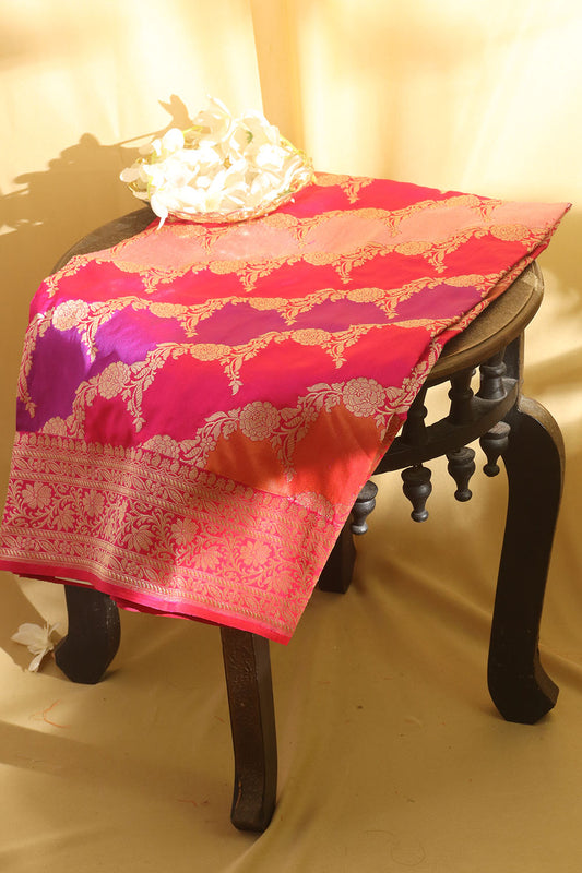 Multicolor Banarasi Handloom Pure Katan Silk Rangkat Dupatta - Luxurion World