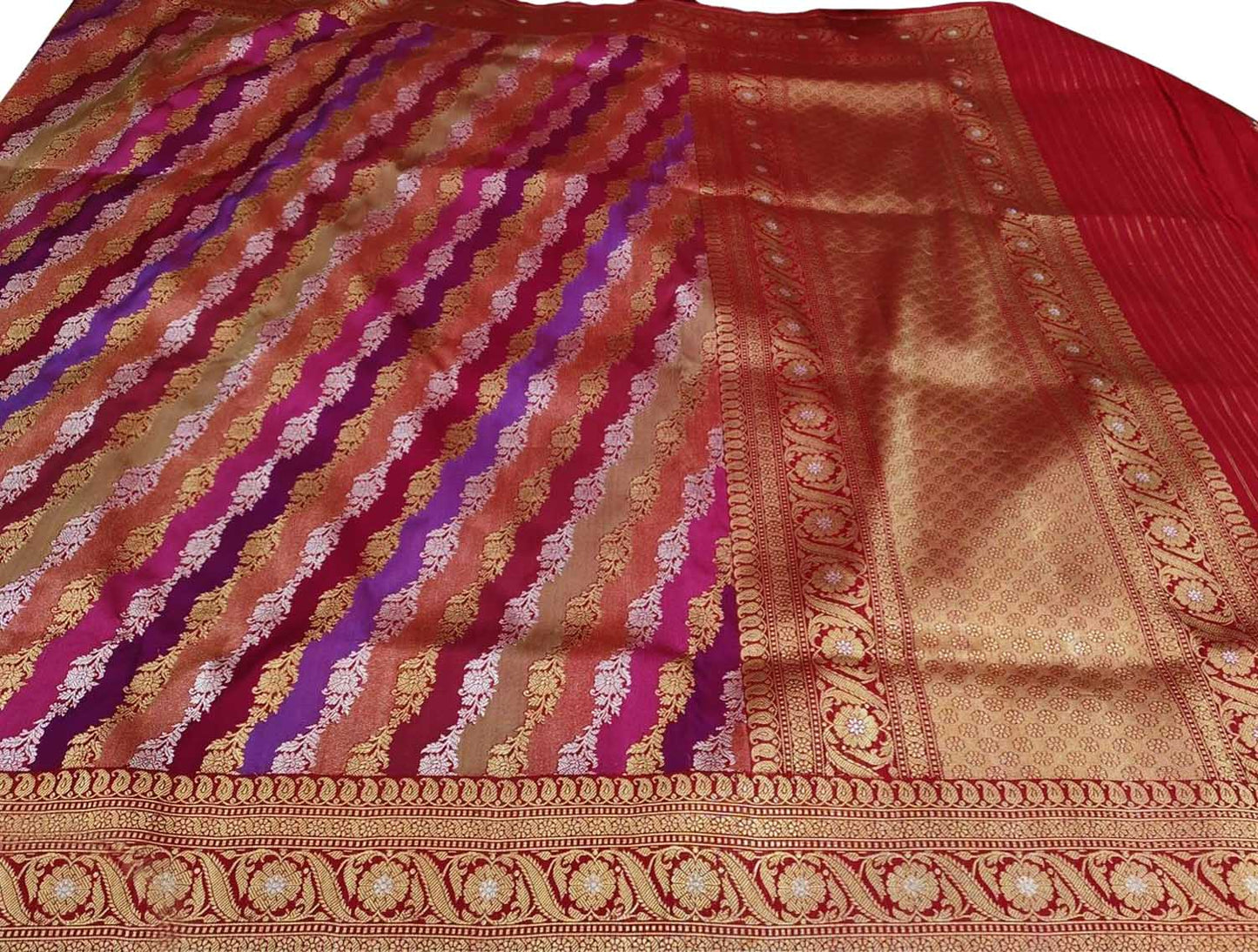 Exquisite Multicolor Banarasi Handloom Pure Katan Silk Rangkat Dupatta - Luxurion World