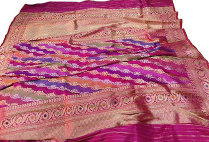 Multicolor Banarasi Handloom Pure Katan Silk Rangkat Dupatta - Luxurion World