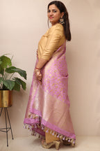 Elegant Purple Banarasi Silk Dupatta with Shikargah Design - Luxurion World