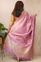 Elegant Purple Banarasi Silk Dupatta with Shikargah Design - Luxurion World