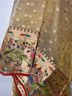 Elegant Pastel Banarasi Kota Tissue Paithani Border Dupatta - Luxurion World