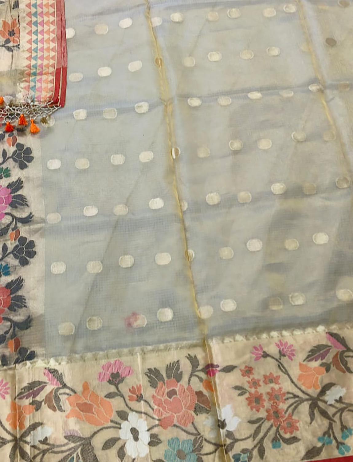 Elegant Pastel Banarasi Kota Tissue Paithani Dupatta with Design Border - Luxurion World