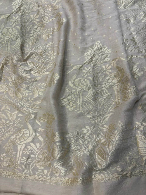 Dyeable Banarasi Handloom Pure Moonga Silk Dupatta - Luxurion World- Crafted Heirlooms