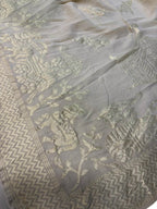 Dyeable Banarasi Handloom Pure Moonga Silk Dupatta - Luxurion World- Crafted Heirlooms